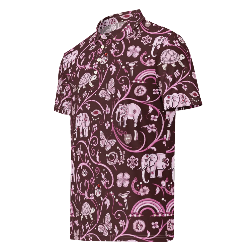 Burgundy Garden on Men's Slim Fit Polo Shirt — Left Front