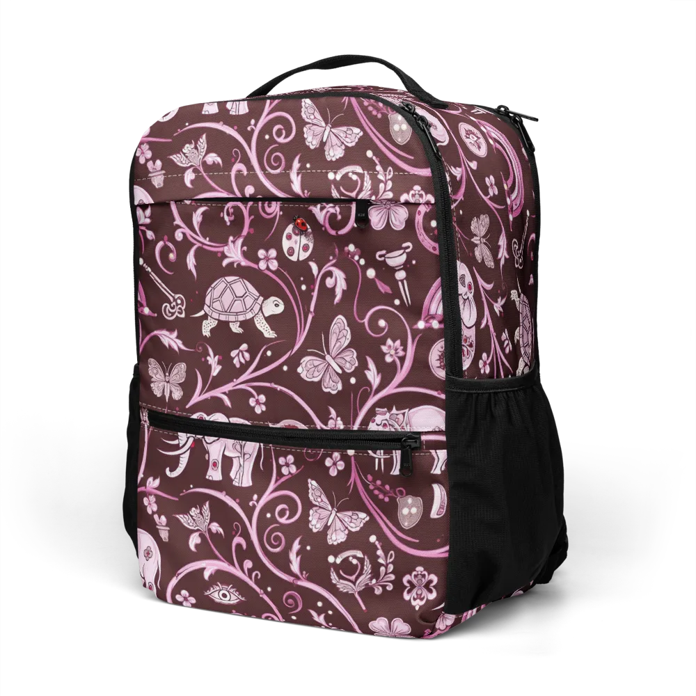 Burgundy Garden on Utility Backpack — Left Front