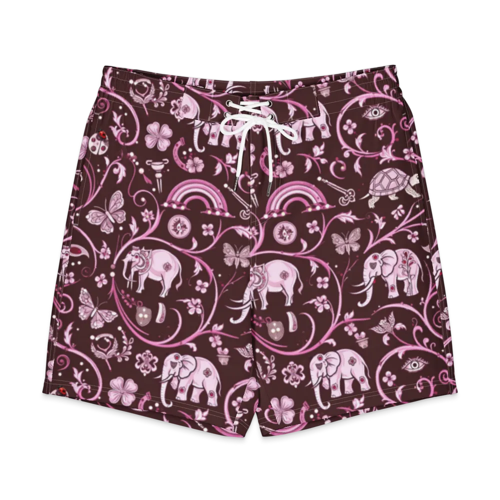 Burgundy Garden on Men's Board Shorts — Front