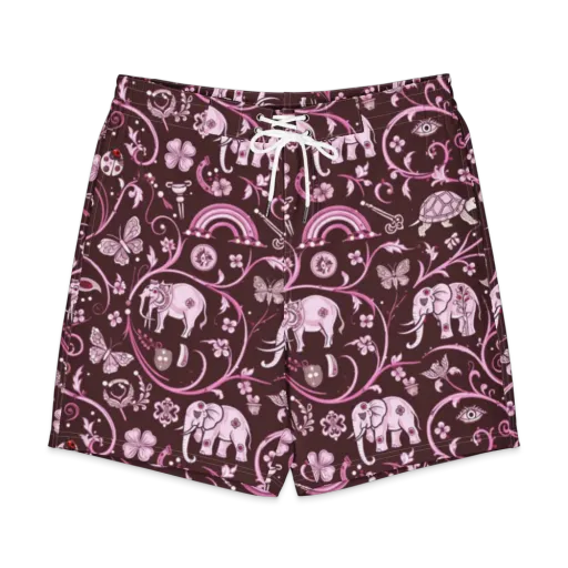 Burgundy Garden on a Men's Board Shorts