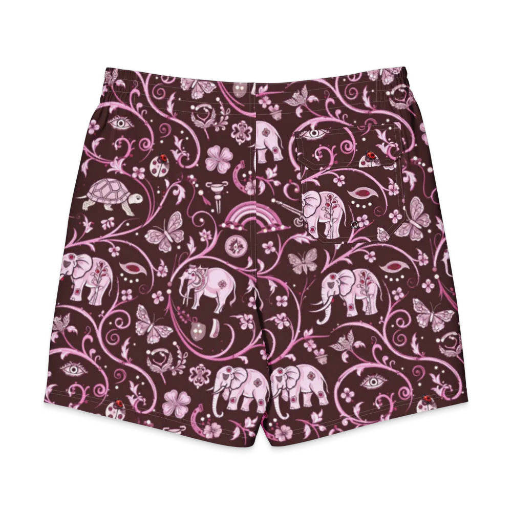 Burgundy Garden on Men's Board Shorts — Back