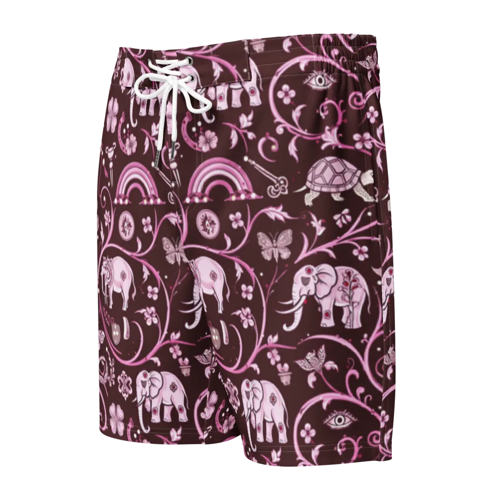 Burgundy Garden on Men's Board Shorts — Front