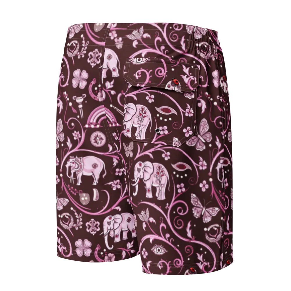 Burgundy Garden on Men's Board Shorts — Back