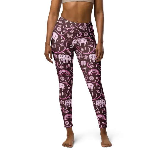 Burgundy Garden on a Yoga Leggings