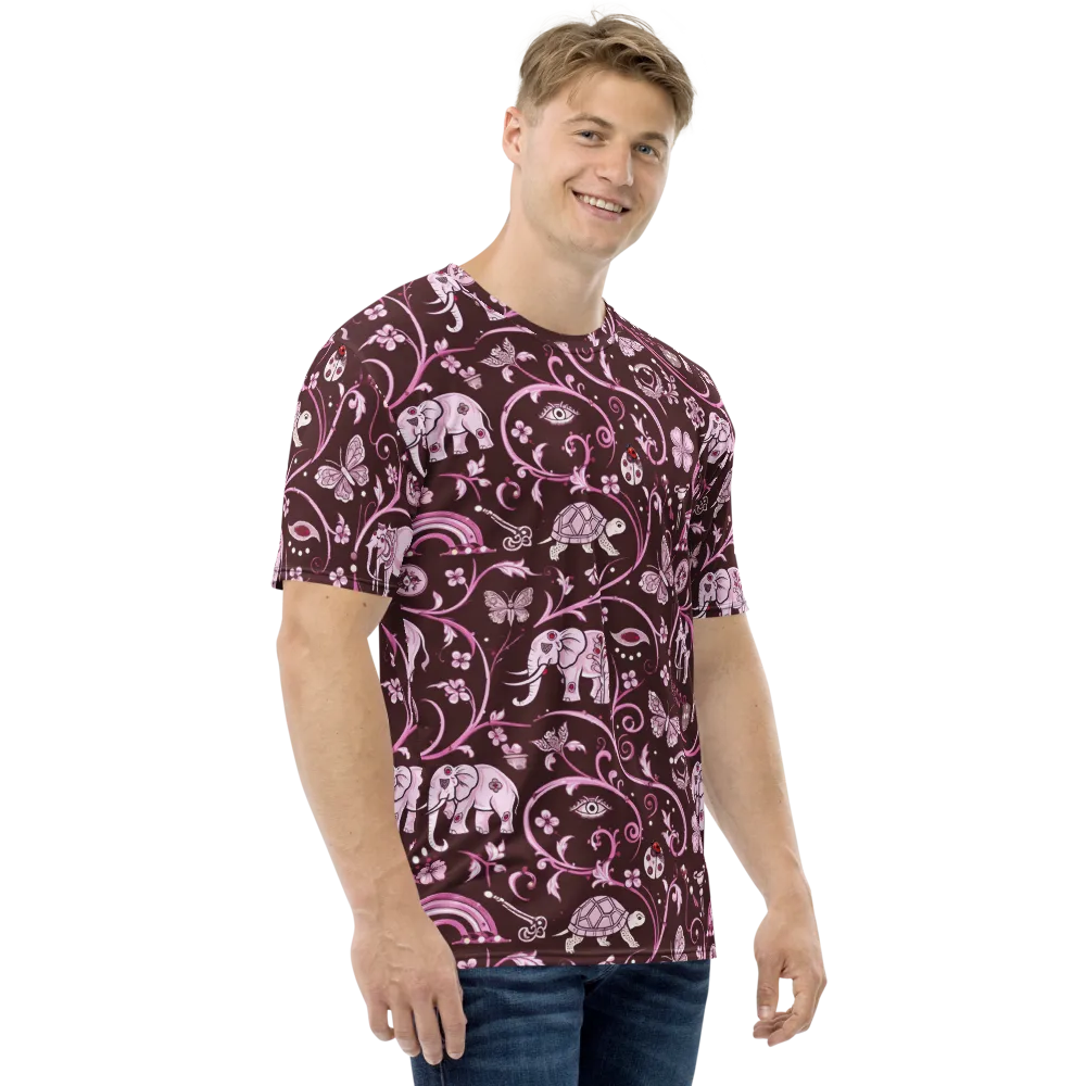 Burgundy Garden on Men's Crew Neck T-Shirt — Right