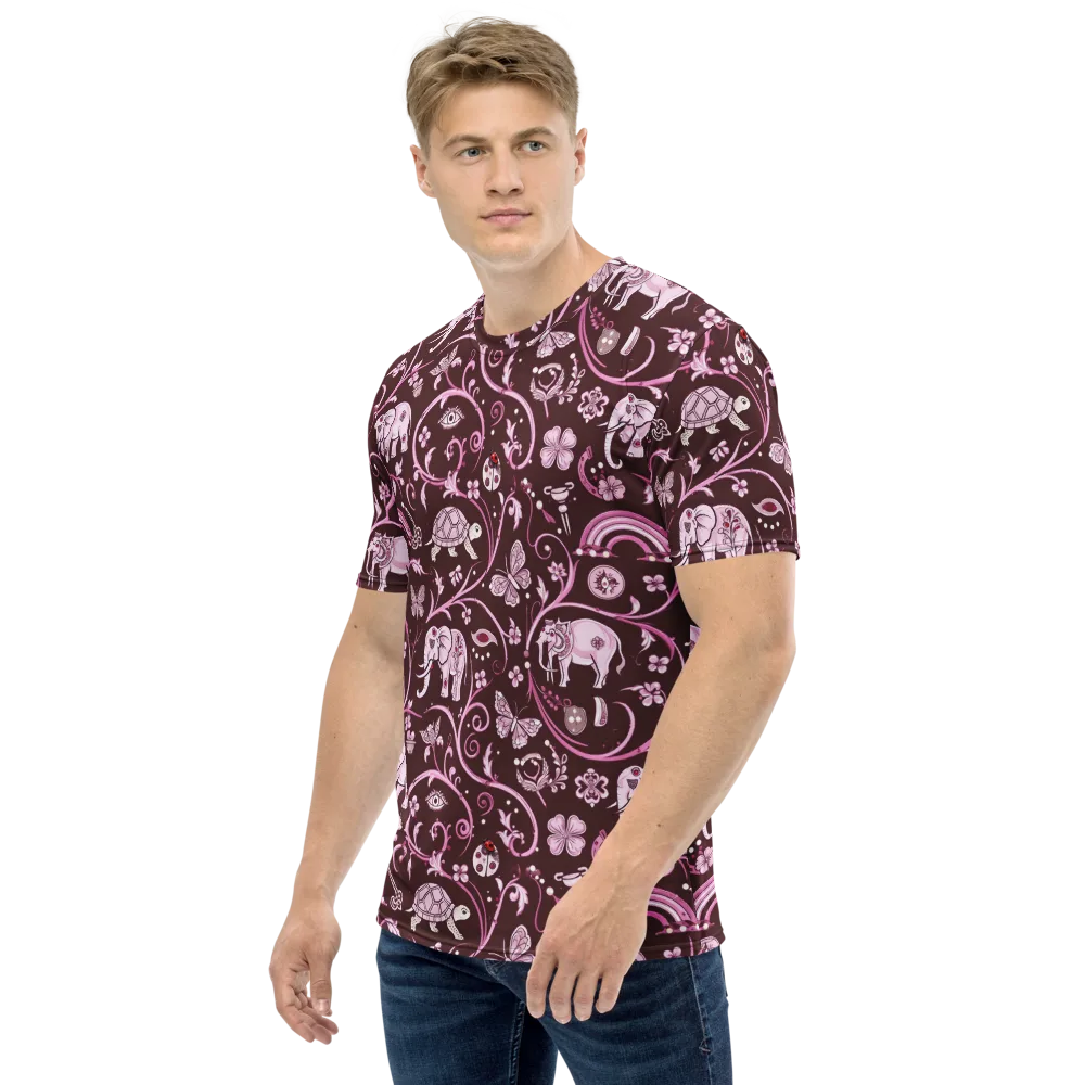 Burgundy Garden on Men's Crew Neck T-Shirt — Left