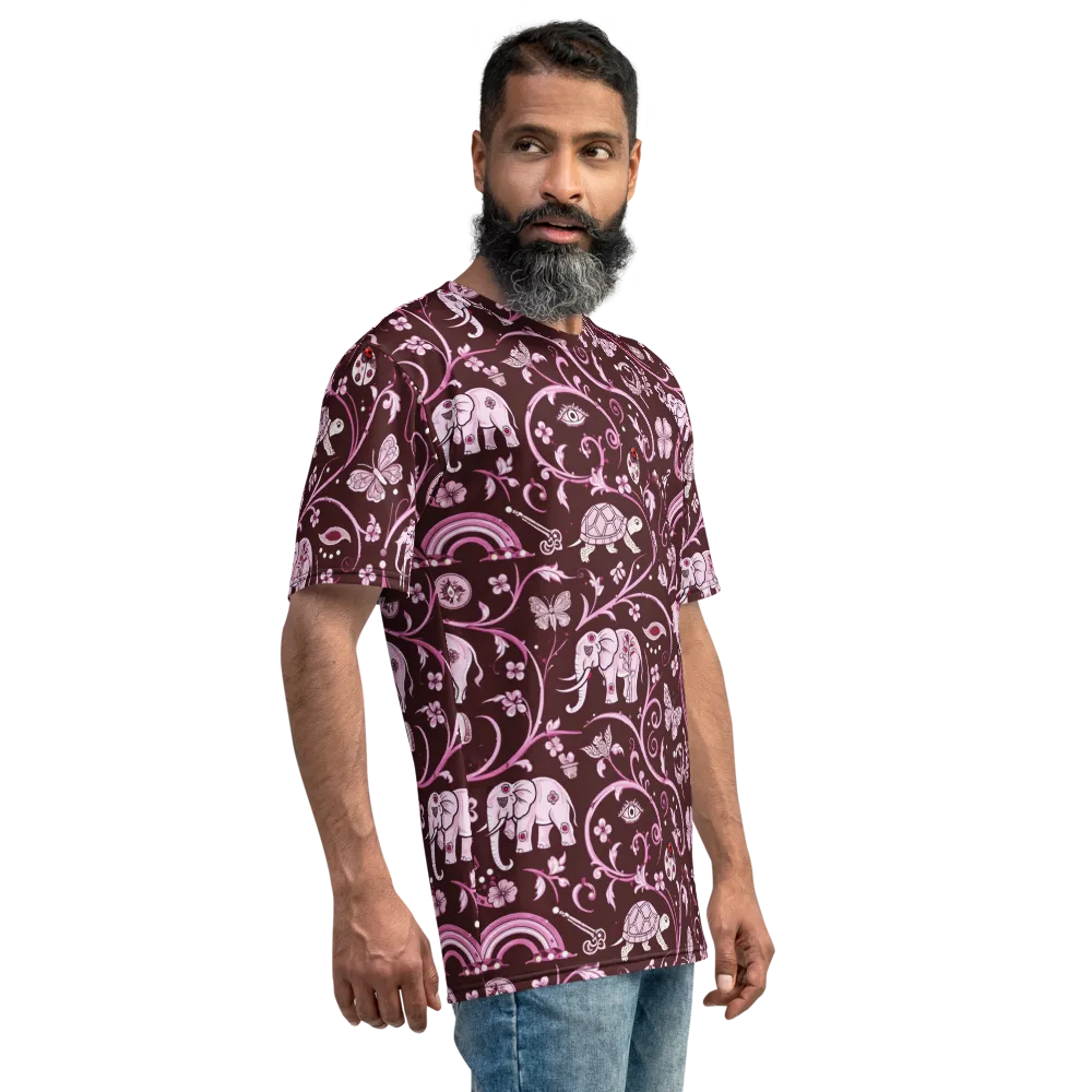 Burgundy Garden on Men's Crew Neck T-Shirt — Right