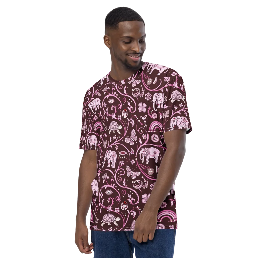 Burgundy Garden on Men's Crew Neck T-Shirt — Left