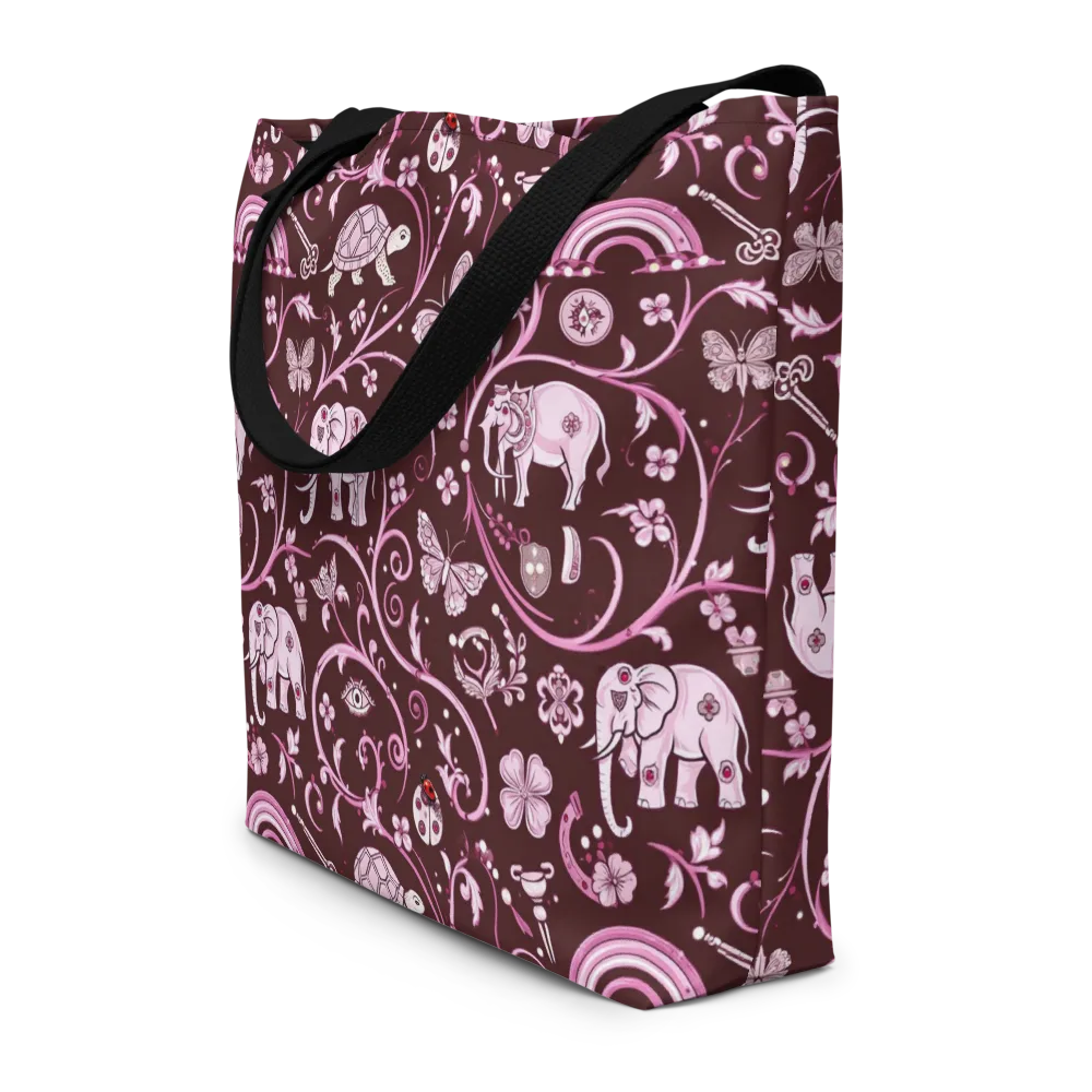 Burgundy Garden on Large Tote Bag W/ Pocket — Front
