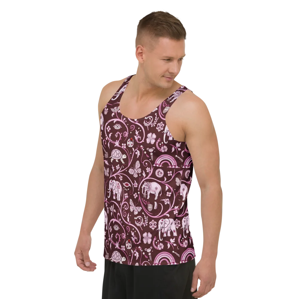 Burgundy Garden on Men's Tank Top — Left Front