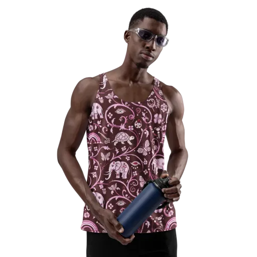 Burgundy Garden on a Men's Tank Top