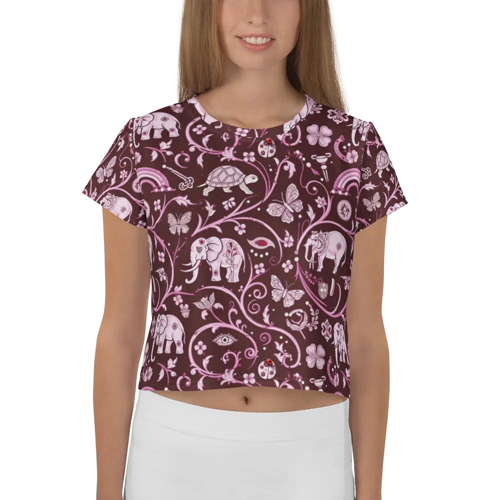 Burgundy Garden on Crop Tee — Front