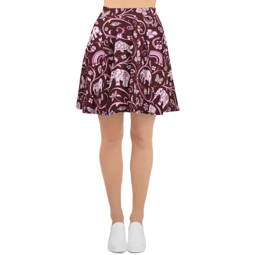 Burgundy Garden on a Skater Skirt