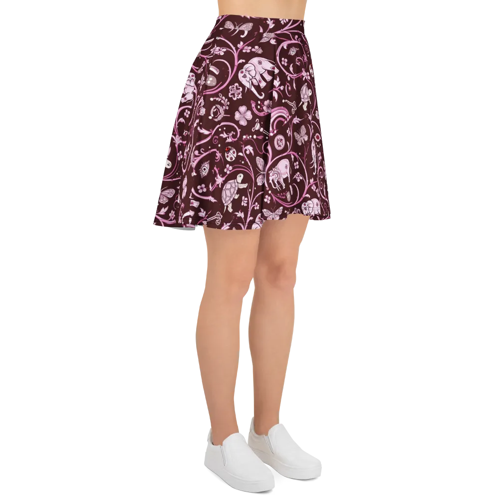Burgundy Garden on Skater Skirt — Right