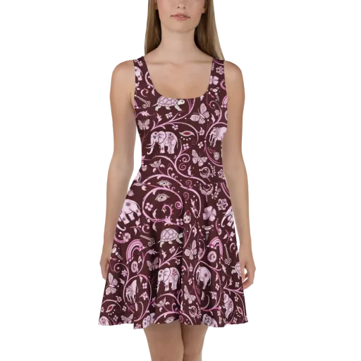 Burgundy Garden on a Skater Dress