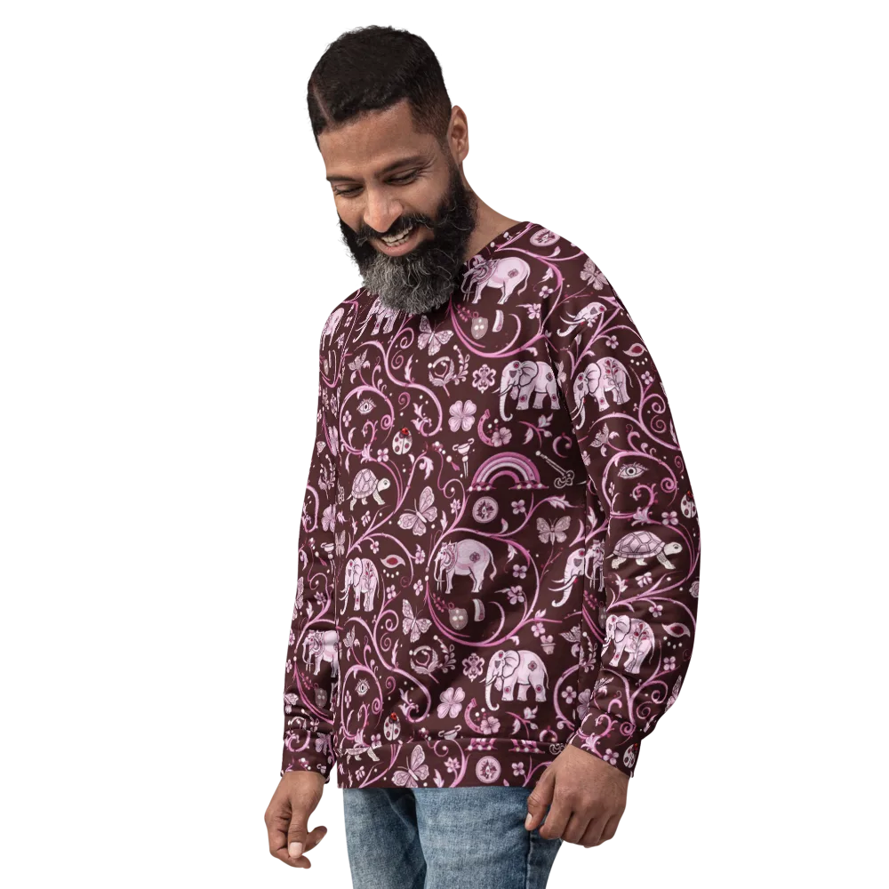 Burgundy Garden on Sweatshirt — Left Front