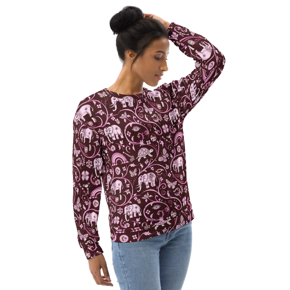Burgundy Garden on Sweatshirt — Right Front