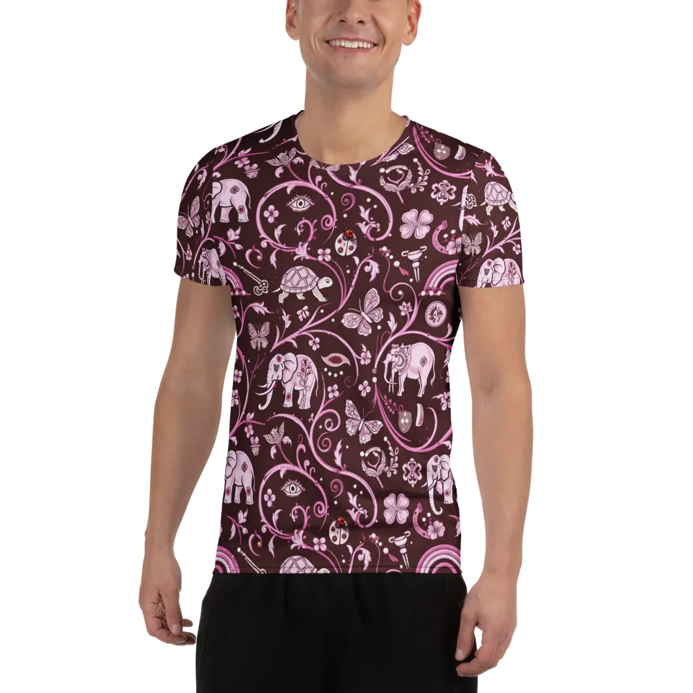 Burgundy Garden on Men's Athletic T-Shirt — Front
