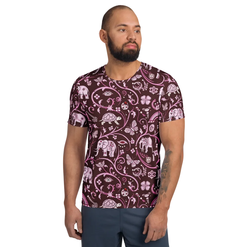 Burgundy Garden on Men's Athletic T-Shirt — Front