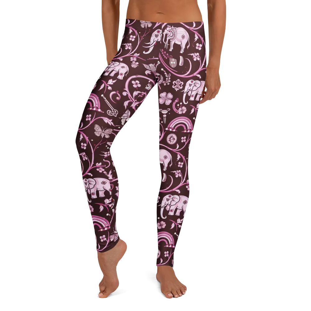Burgundy Garden on Leggings — Front