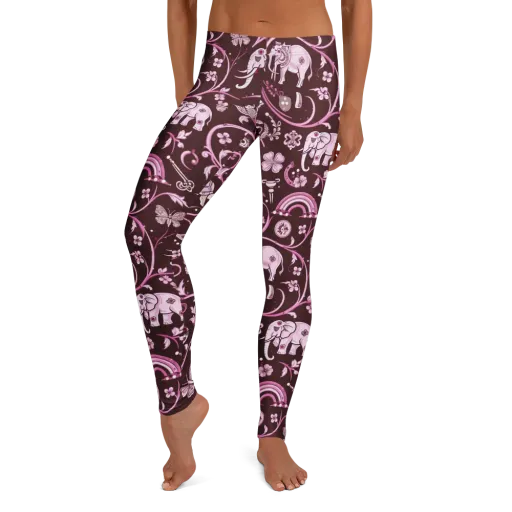 Burgundy Garden on a Leggings