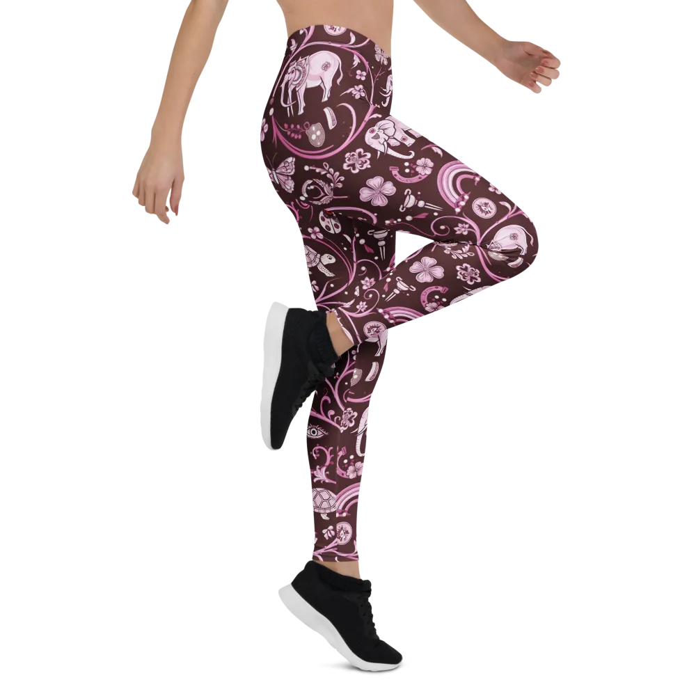 Burgundy Garden on Leggings — Right