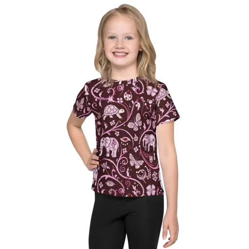 Burgundy Garden on a Kids Crew Neck T-Shirt