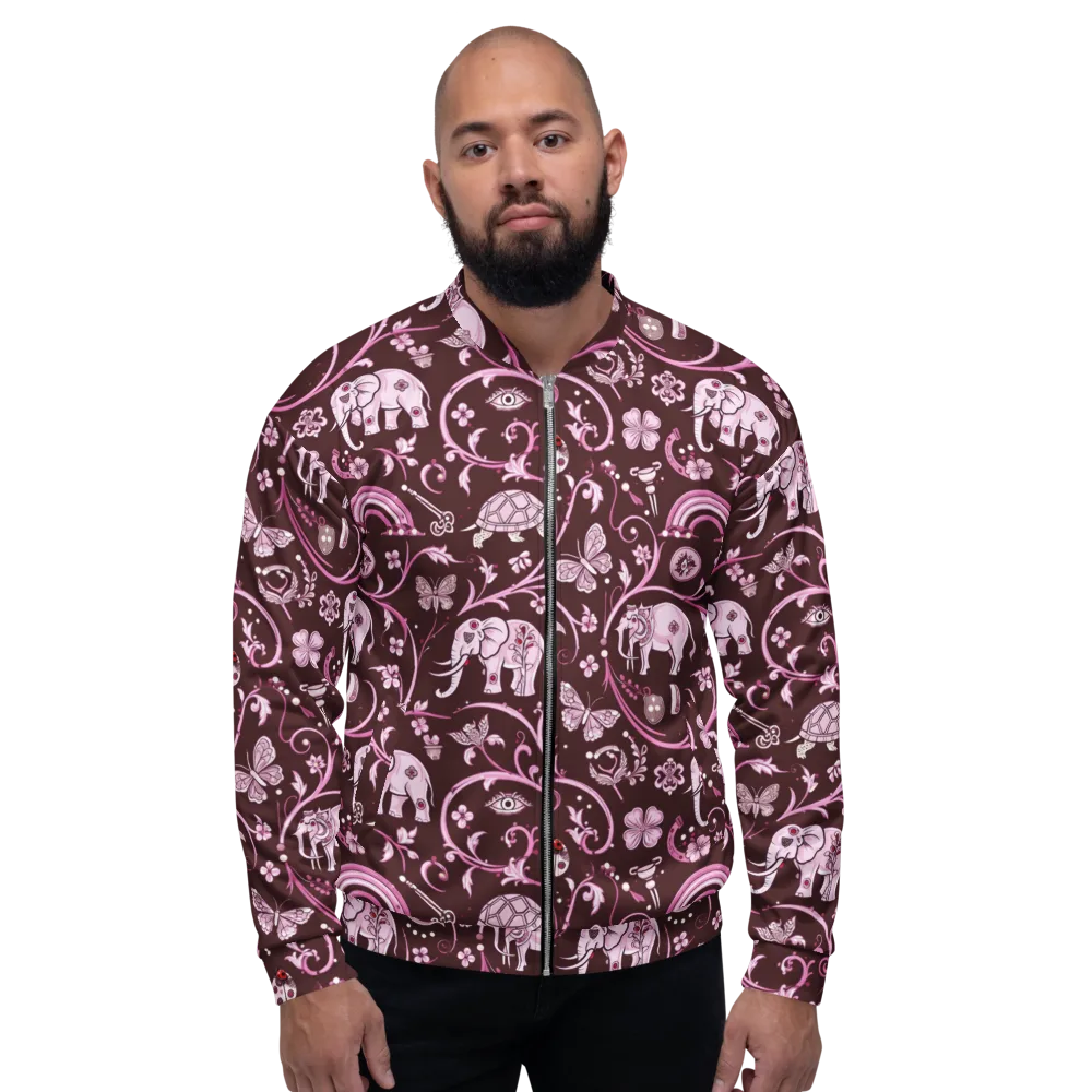 Burgundy Garden on Bomber Jacket — Front