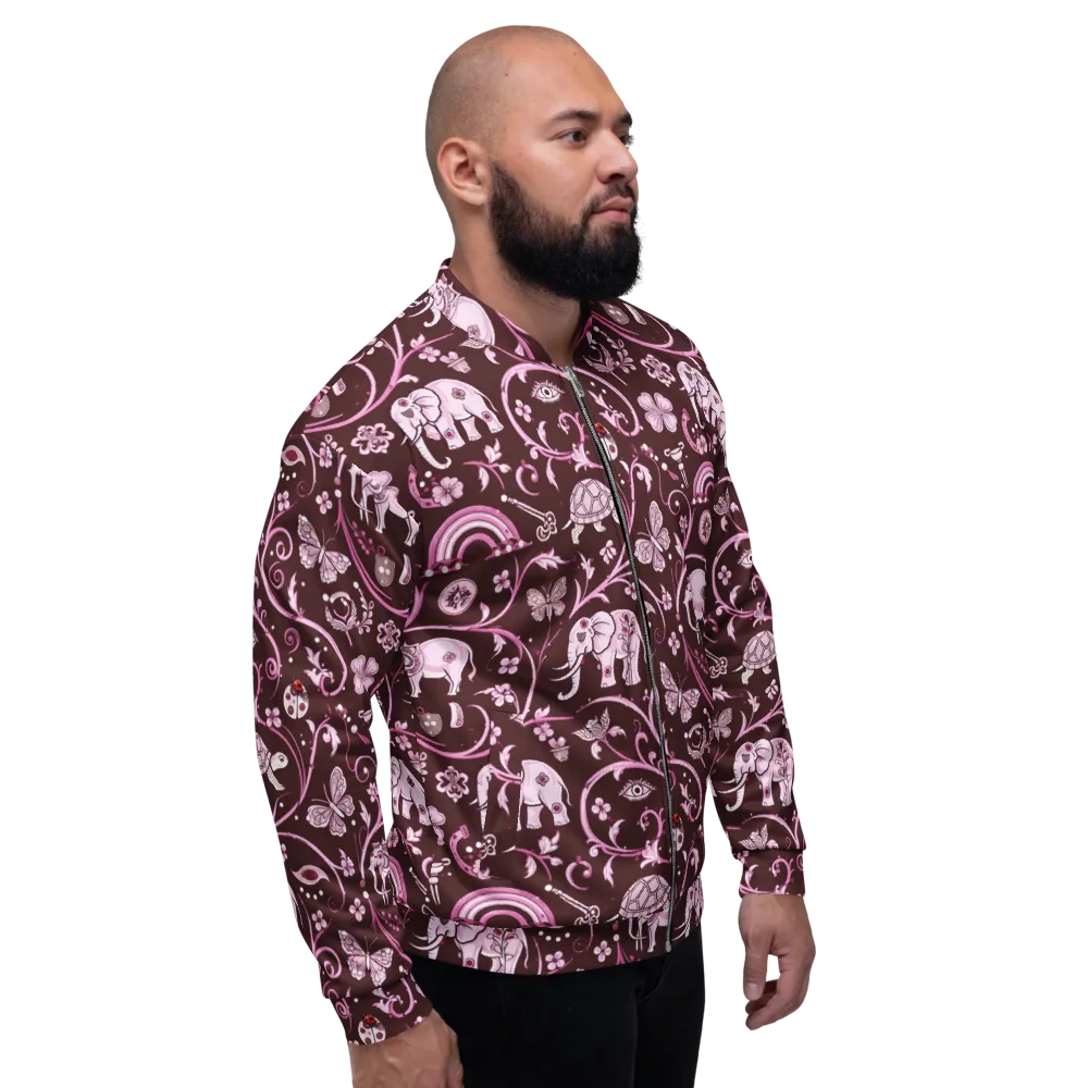 Burgundy Garden on Bomber Jacket — Right