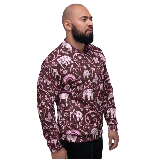 Burgundy Garden on a Bomber Jacket