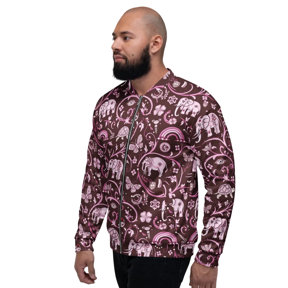 Burgundy Garden on Bomber Jacket — Left