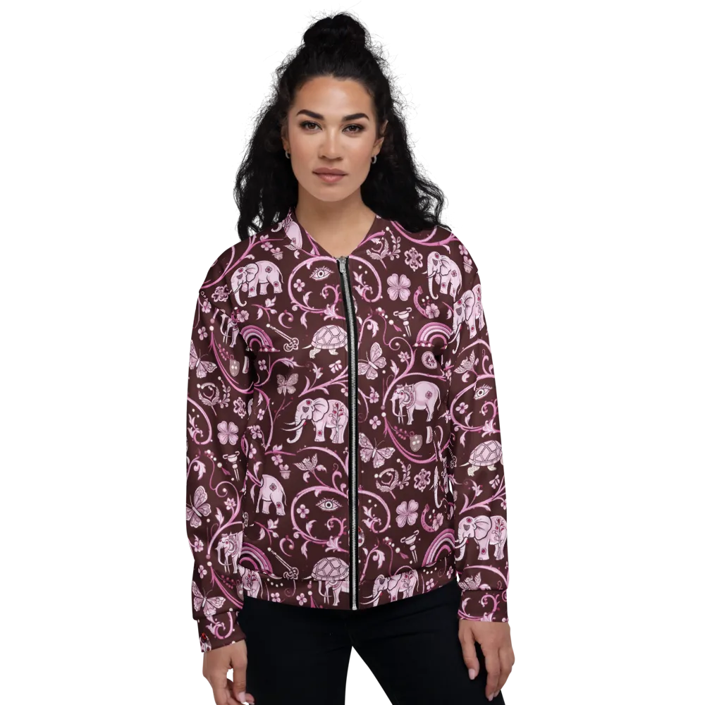 Burgundy Garden on Bomber Jacket — Front