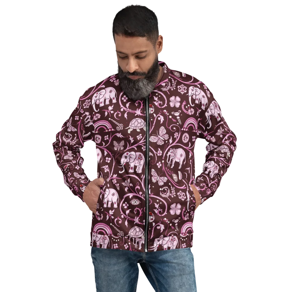 Burgundy Garden on Bomber Jacket — Front
