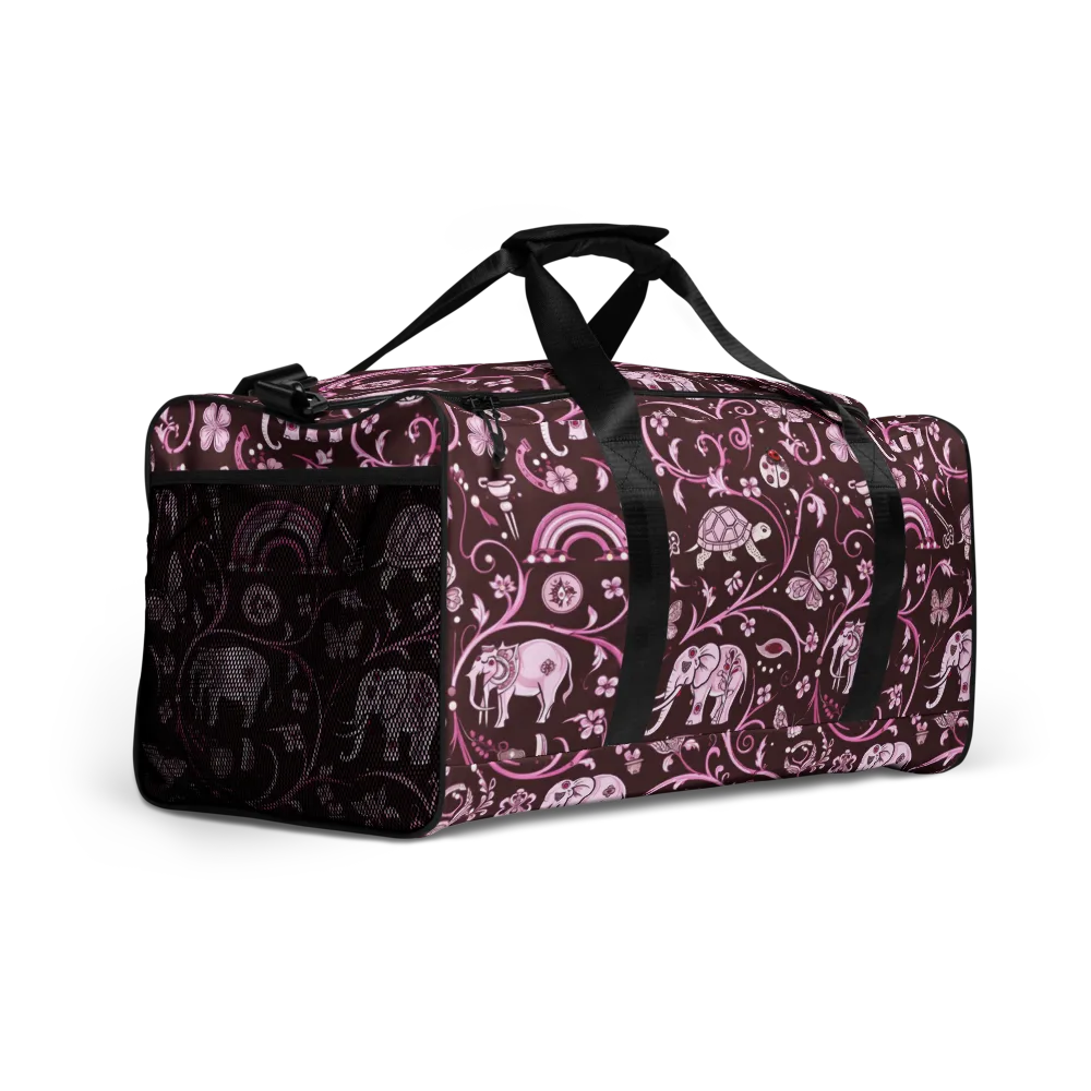 Burgundy Garden on Duffle Bag — Right Front