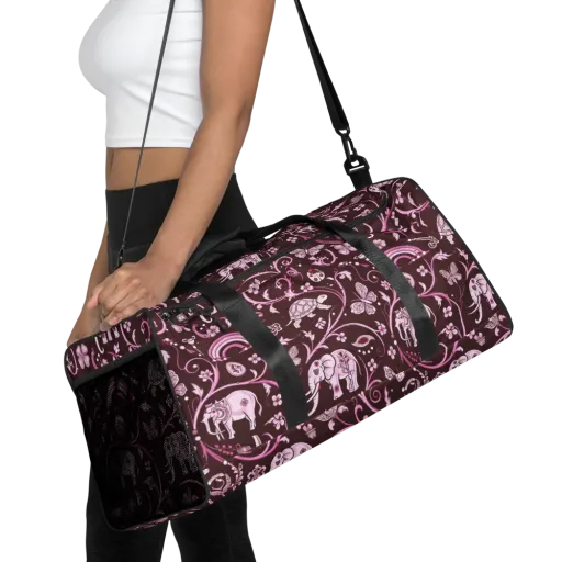 Burgundy Garden on a Duffle Bag