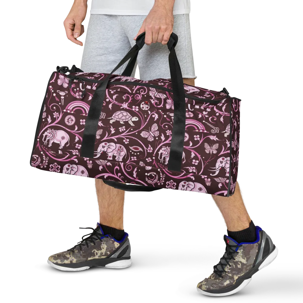 Burgundy Garden on Duffle Bag — Front