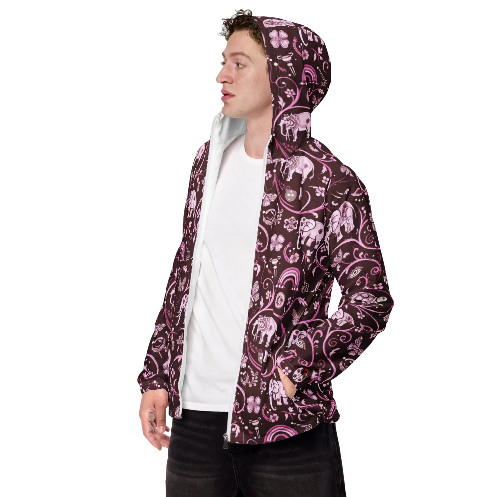 Burgundy Garden on Men's Windbreaker — Left Front