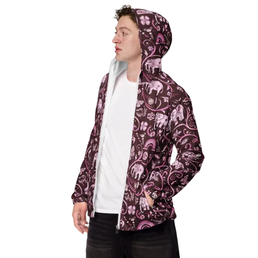 Burgundy Garden on a Men's Windbreaker