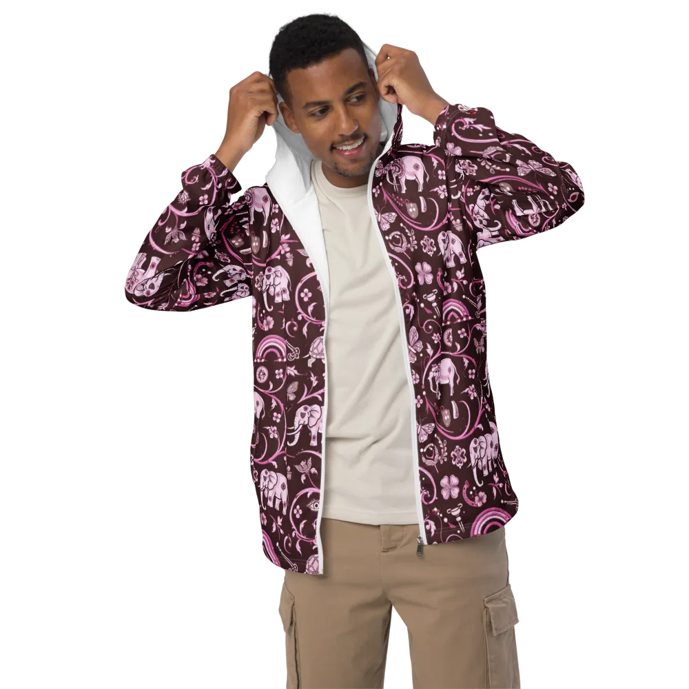Burgundy Garden on Men's Windbreaker — Front