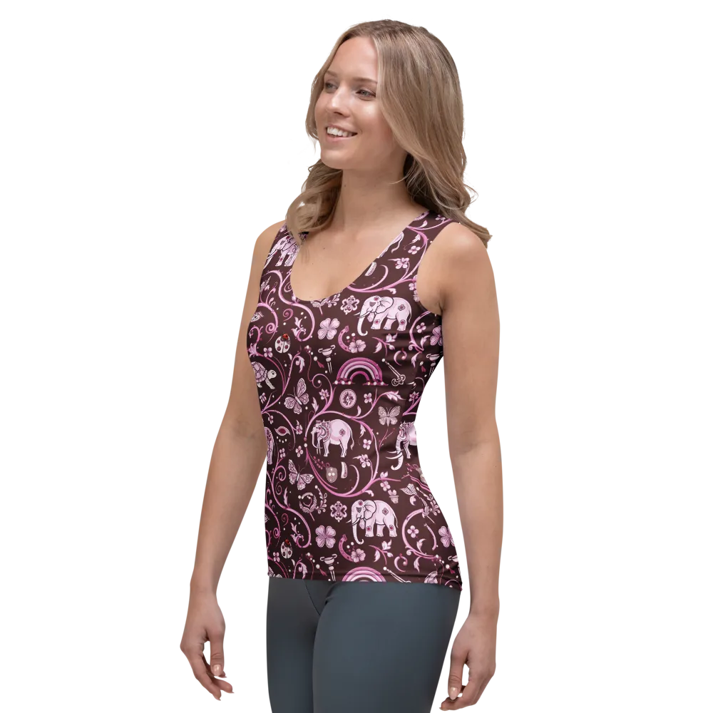 Burgundy Garden on Women's Tank Top — Left Front