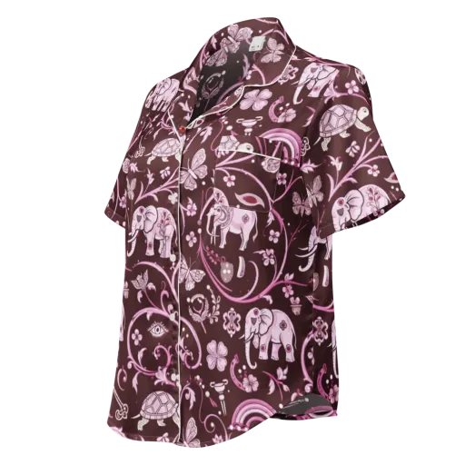 Burgundy Garden on a Women's Short Sleeve Pajama Top
