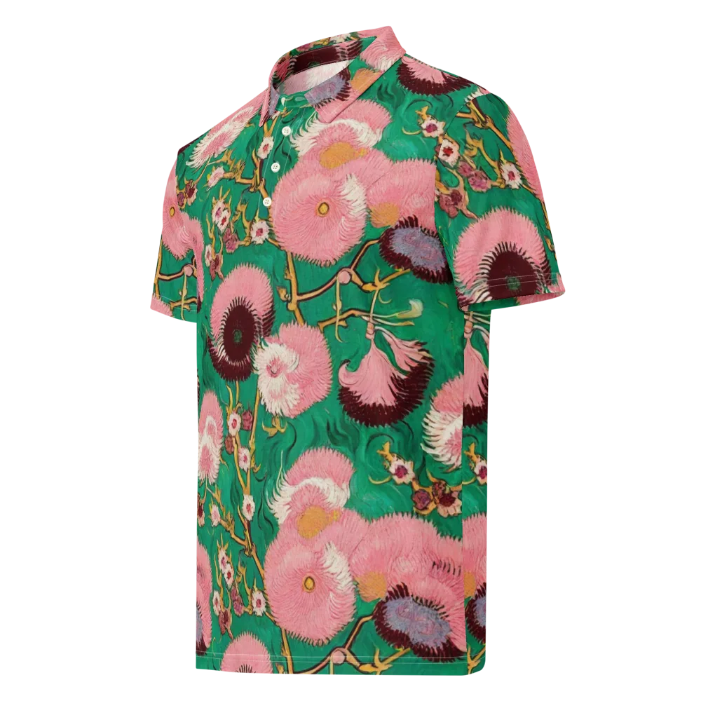 Emerald Chrysanthemum on Men's Slim Fit Polo Shirt — Left Front