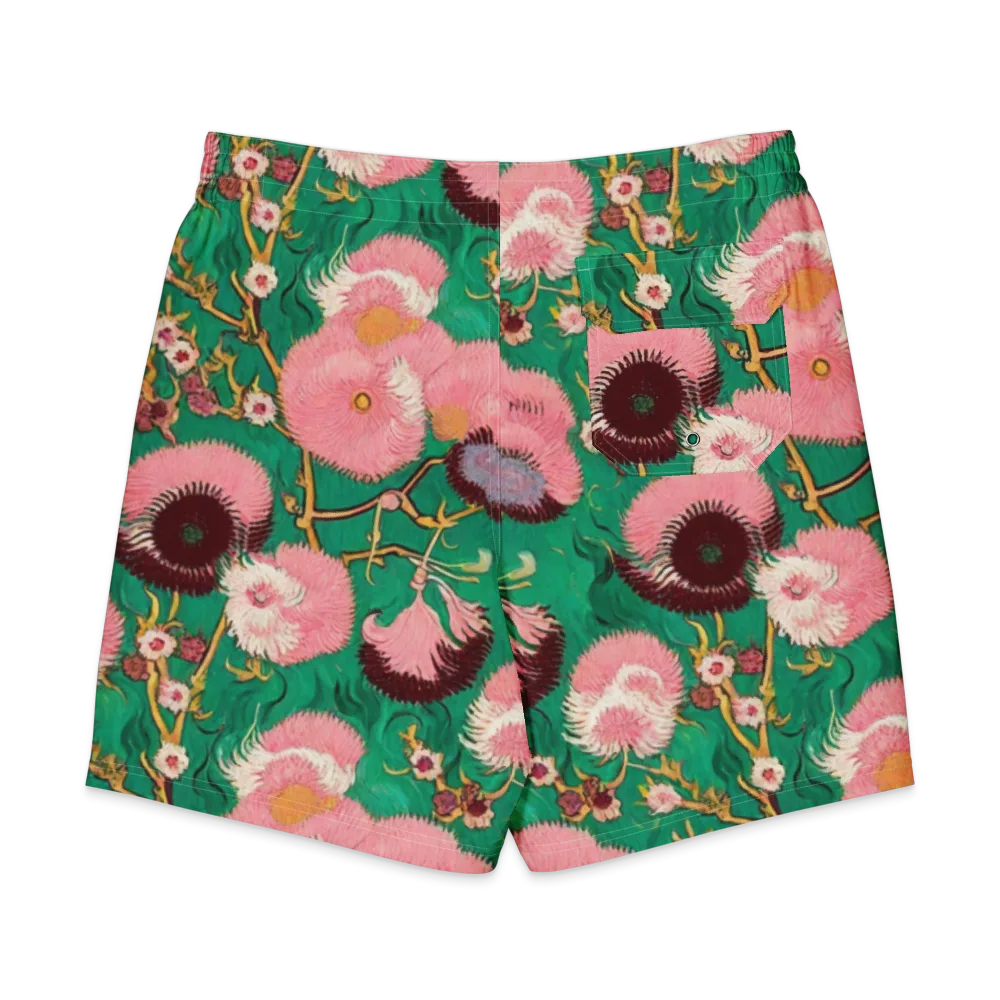 Emerald Chrysanthemum on Men's Board Shorts — Back