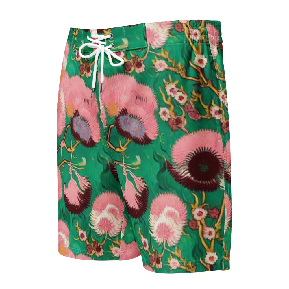 Emerald Chrysanthemum on Men's Board Shorts — Front