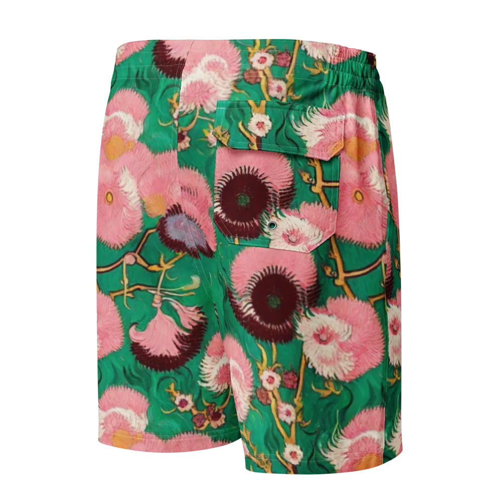 Emerald Chrysanthemum on Men's Board Shorts — Back