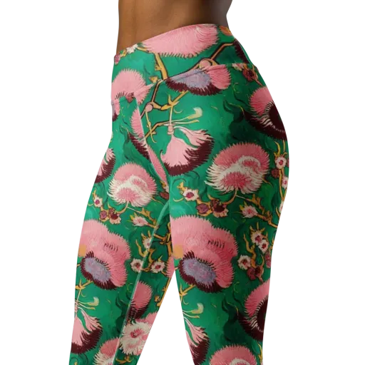 Emerald Chrysanthemum on a Yoga Leggings