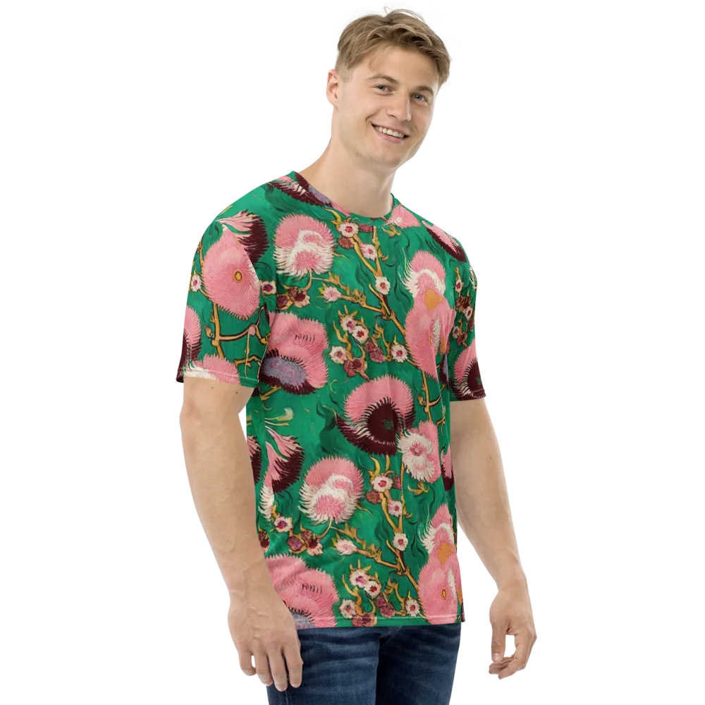 Emerald Chrysanthemum on Men's Crew Neck T-Shirt — Right