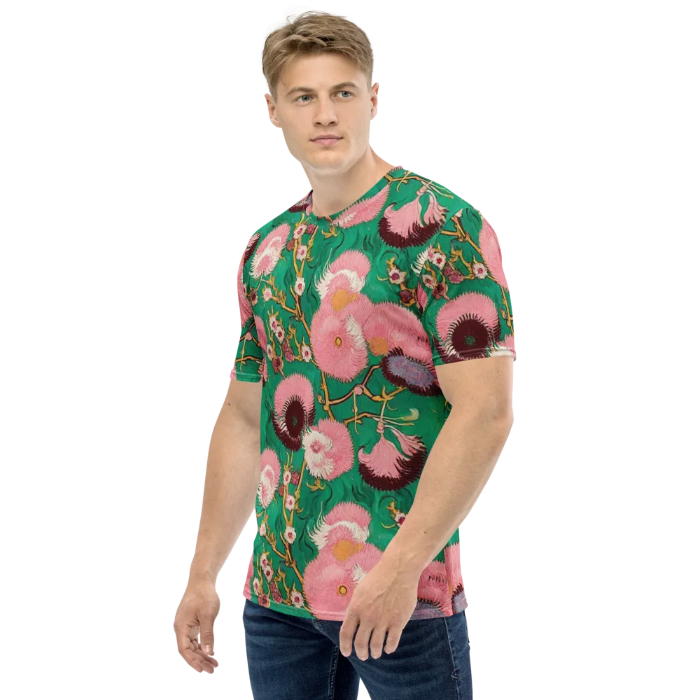 Emerald Chrysanthemum on Men's Crew Neck T-Shirt — Left