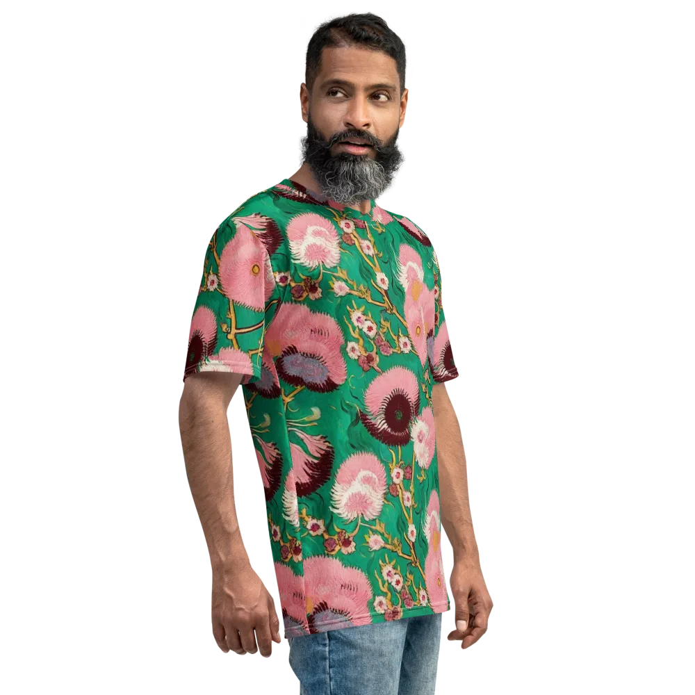 Emerald Chrysanthemum on Men's Crew Neck T-Shirt — Right