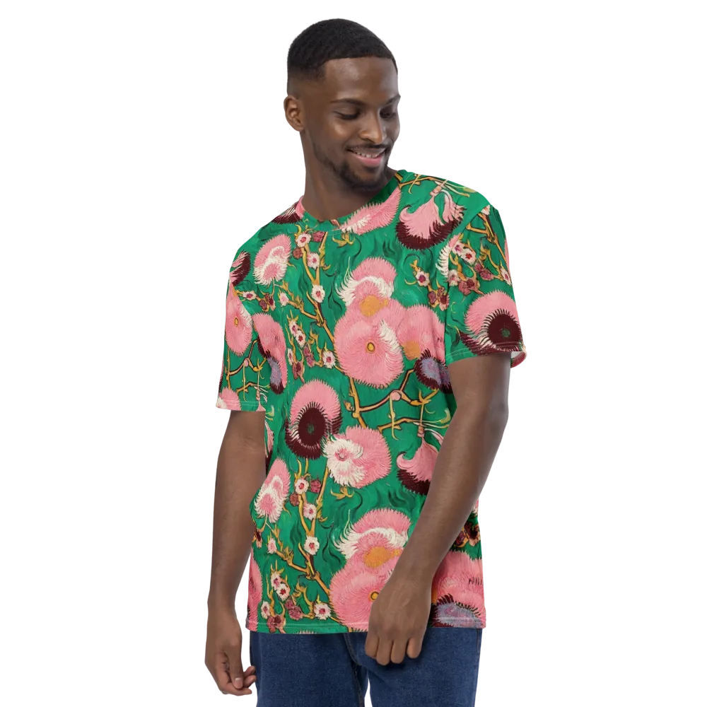 Emerald Chrysanthemum on Men's Crew Neck T-Shirt — Left